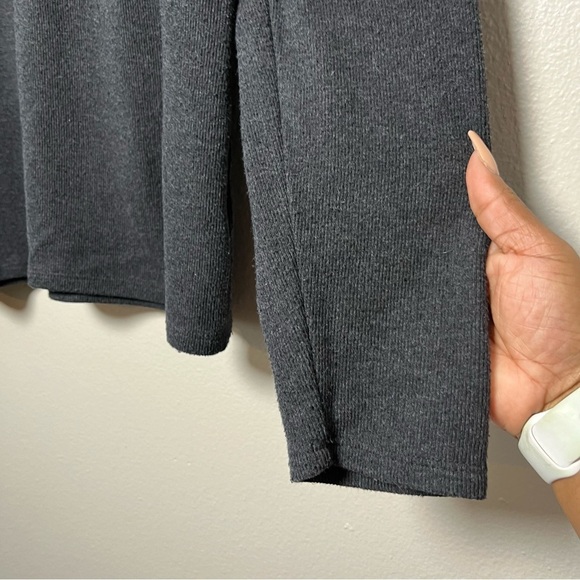 Madewell Women Sweatshirt‎ Medium Gray Plush Mockneck Puff-Sleeve Top - Picture 2 of 8